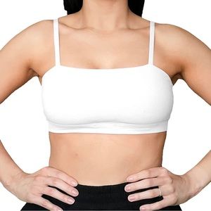 Aoxjox White Bandeau Sports Bras Training Running Yoga Crop Tank Top - Medium